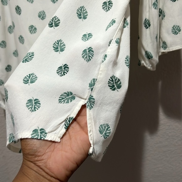 Loft Size M Women Pullover Blouse Top Tropical Flare 3/4 Sleeve Boho Vacation - Picture 6 of 8